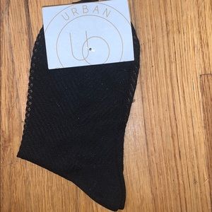 semi-sheer textured black socks, never worn w/tags